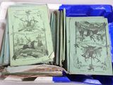 de nombreux livres dans une boîte bleue posée sur la table