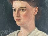 tableau représentant une femme en chemise blanche sur fond noir