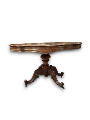 an image of a wooden table with a marble top on a white background