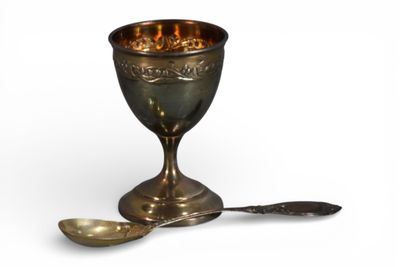 Coquetier et cuiller à bouillie en argent (Poinçons Minerve,… - Photo 1