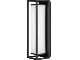 a black outdoor wall light with a white glass shade