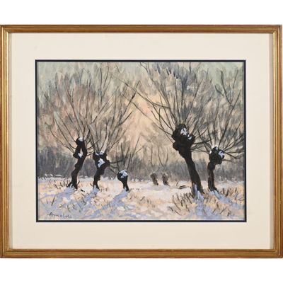 MALET Albert. (1912-1986). « Paysage d’hiver sous la neige »…