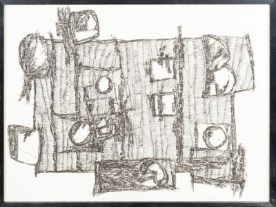 a black and white drawing of a drawing of a room
