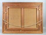 an old picture frame with a rope hanging from it ' s sides