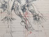 drawing of a man riding a horse on top of a sheet of paper