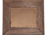 a wooden frame with a rope hanging from it ' s side