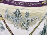 a picture of a scarf with a picture of a man riding a horse