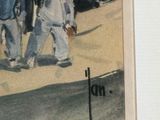 a painting of a group of people walking down the street