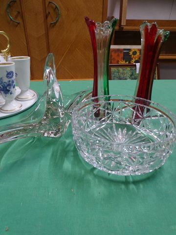 Coupe en cristal taillé, centre de table en cristal moulé, paire ...