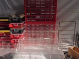 a picture of a clear display case with many drawers