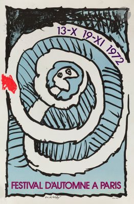 an image of a poster with a drawing of a person in a spiral