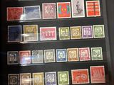 une photo d'une collection de timbres dans une vitrine
