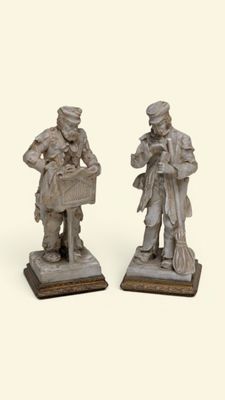 SAXE - MEISSEN "Joueur de limonaire" et "Le Balayeur"