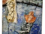 l'image d'une peinture représentant un bateau dans un plan d'eau