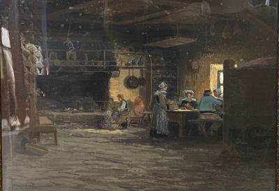 Mathurin JANSSAUD (1857-1940) Intérieur breton