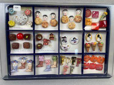 a picture of a display case with a variety of magnets in it