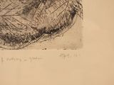 a black and white drawing of a leaf on a piece of paper