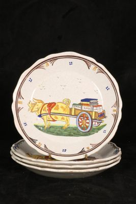 a plate with a horse drawn carriage on it