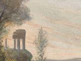 an image of a painting of a landscape with a building on a hill