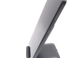 a close up of a cell phone on a stand