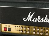 a close up of a black and gold amplig