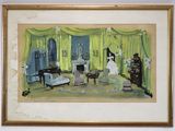 une photo d'un tableau représentant une femme dans un salon