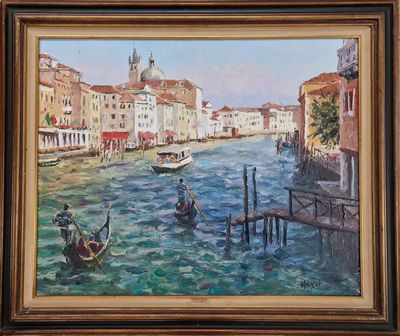 Pascal HAYOT (Né en 1958) Venise - Gondole sur le Grand Cana…