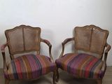 paire de chaises anciennes françaises à dossier en rotin