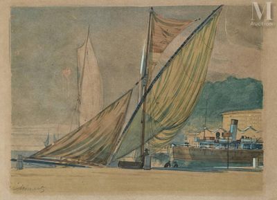 a painting of a sailboat on the water