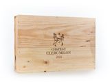 a close up of a wooden box with a label on it