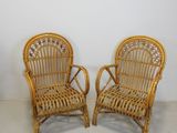 paire de fauteuils de salon vintage en rotin tressé