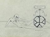 dessin représentant un homme allongé par terre à côté d'un grand objet