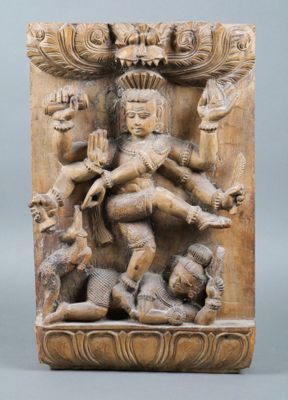 INDE Bois de char figurant Shiva