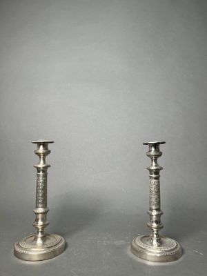 pair of antique silver candlesticks