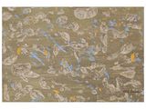 an image of a rug with a lot of paint splatters on it
