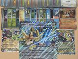 de nombreuses cartes Pokémon différentes accrochées au mur