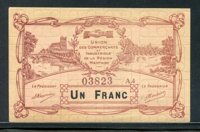 un ancien billet de banque français sur lequel figure l'image d'une ville