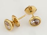 une photo d'une paire de boucles d'oreilles en or ornées d'une pierre facettée