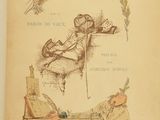 an old book with a drawing of a man in a bed