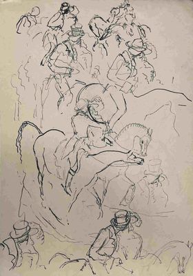 BECHTEJEFF) (1878-1971) Dessin double face: esquisses pour i…