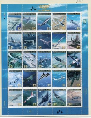 a stamp with a picture of fighter jets flying in the sky