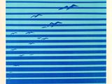an image of a painting of birds flying in the sky