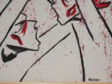 a picture of a painting of a man with a knife