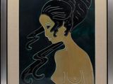 an image of a painting of a woman with long hair