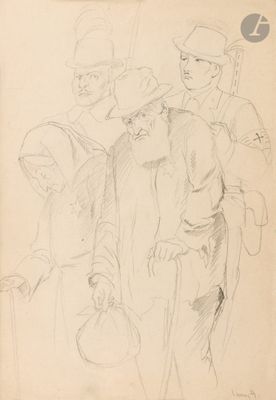 drawing of a group of men standing next to each other