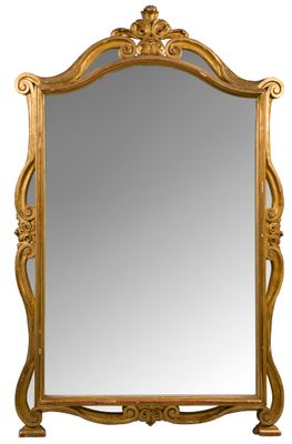 une image représentant un miroir avec un cadre doré sur fond blanc