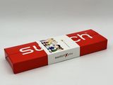 an image of a red and white box with a logo on it