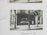 two old photos of a store front and a store front