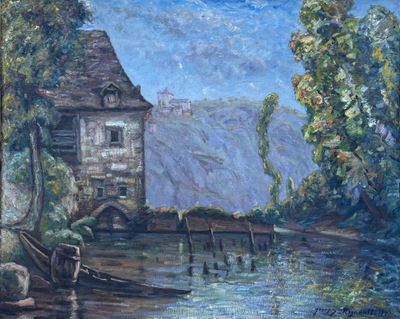 Joseph RIGNAULT Maison au bord du lac.