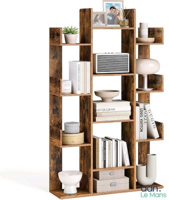 a book shelf that has a bunch of books on it